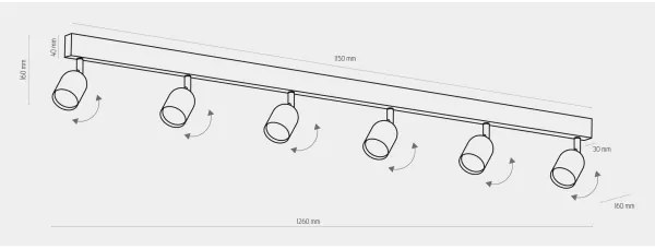 Faretto  TOP 6xGU10/10W/230V nero