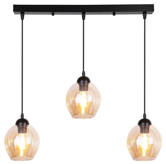 Lampada a sospensione nera con paralume in vetro 14x70 cm Aspa - Candellux Lighting