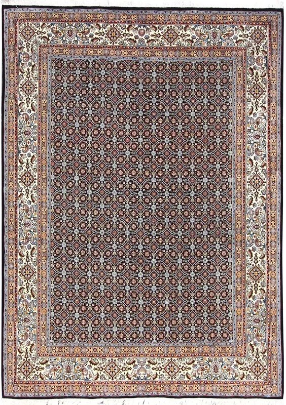 Moud Tappeto 240x190 Blu (Iran) Annodato A Mano