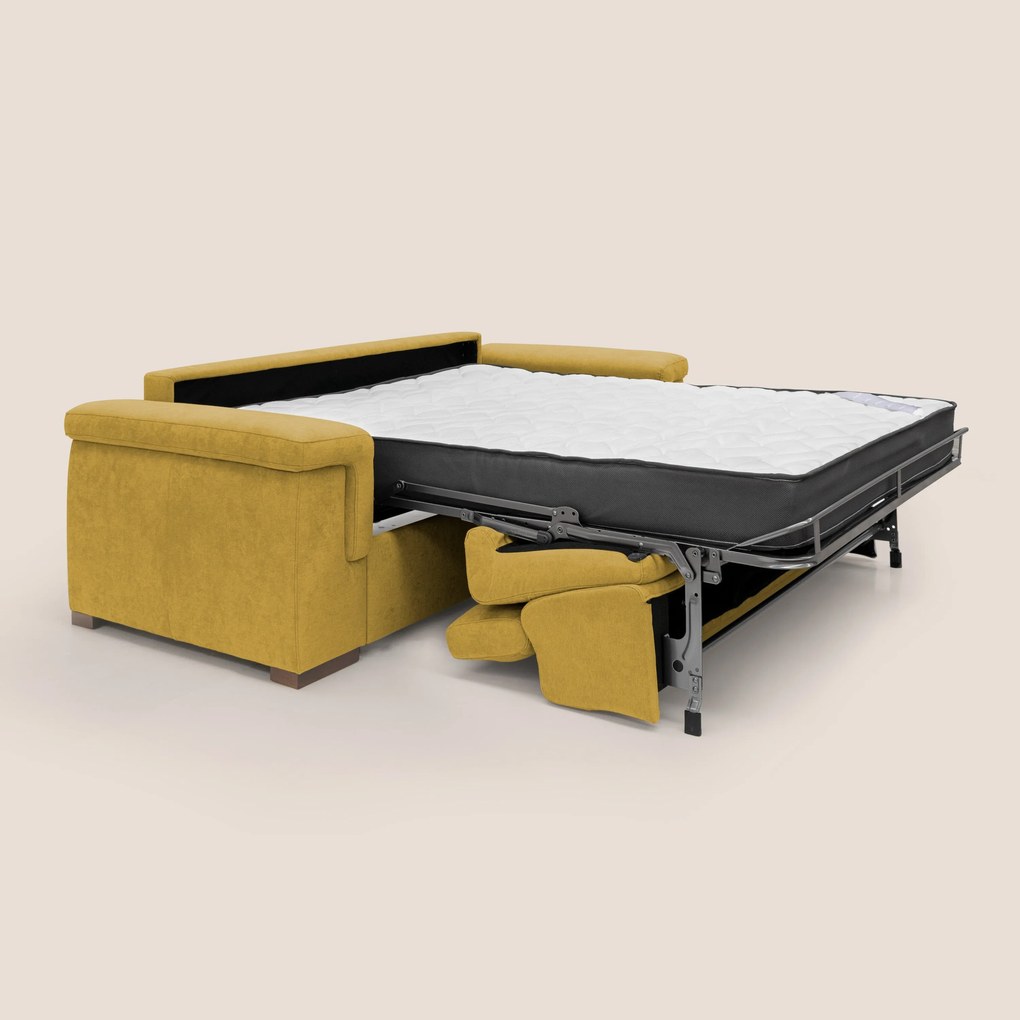 Giunone divano letto con materasso alto 18 cm e poggiatesta reclinabili in tessuto impermeabile T02 giallo