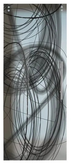 Anta per porta scorrevole esterno muro Black Smoke in vetro nero serigrafato, L 96 x H 215 cm spessore 10 mm, apertura sinistra