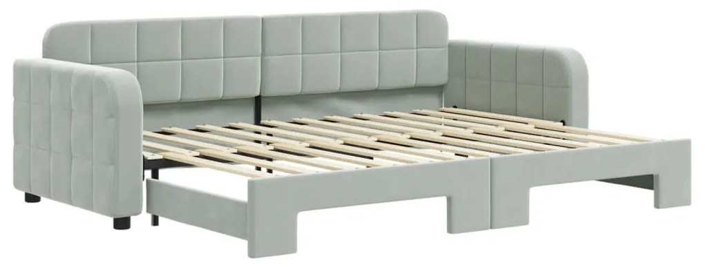 Divano letto con letto estraibile grigio chiaro 80x200 velluto