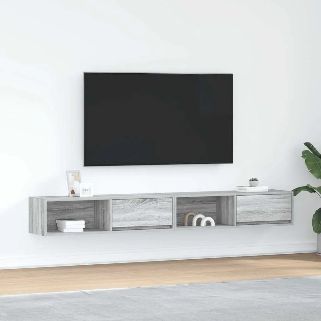 Mobili Tv 2pz Grigio Sonoma 100x31x25,5 Cm Legno Multistrato /