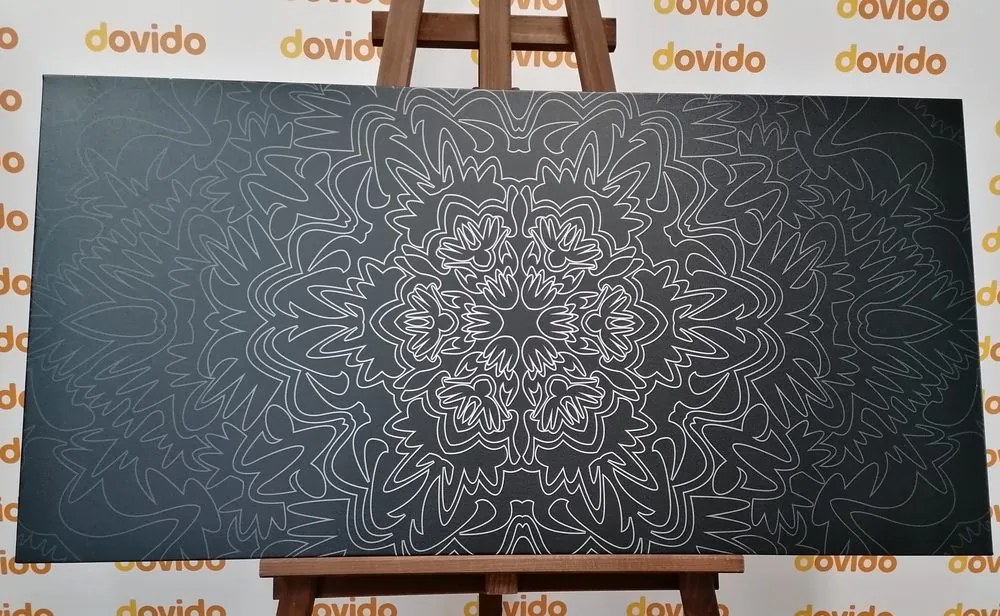 Quadro su tela – Mandala ornamentale in bianco e nero