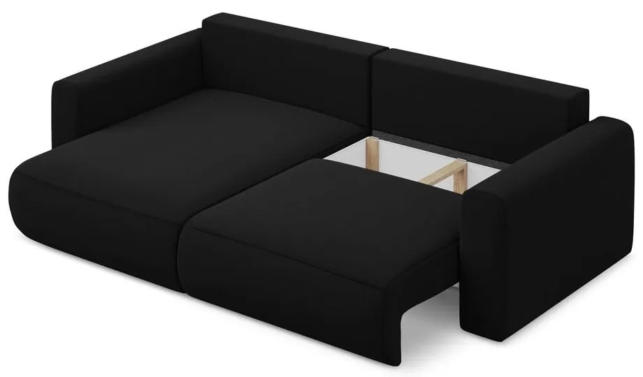 Divano angolare nero allungabile/con contenitore (con penisola a sinistra/con chaise lounge) con rivestimento in velluto Kapua – Makamii