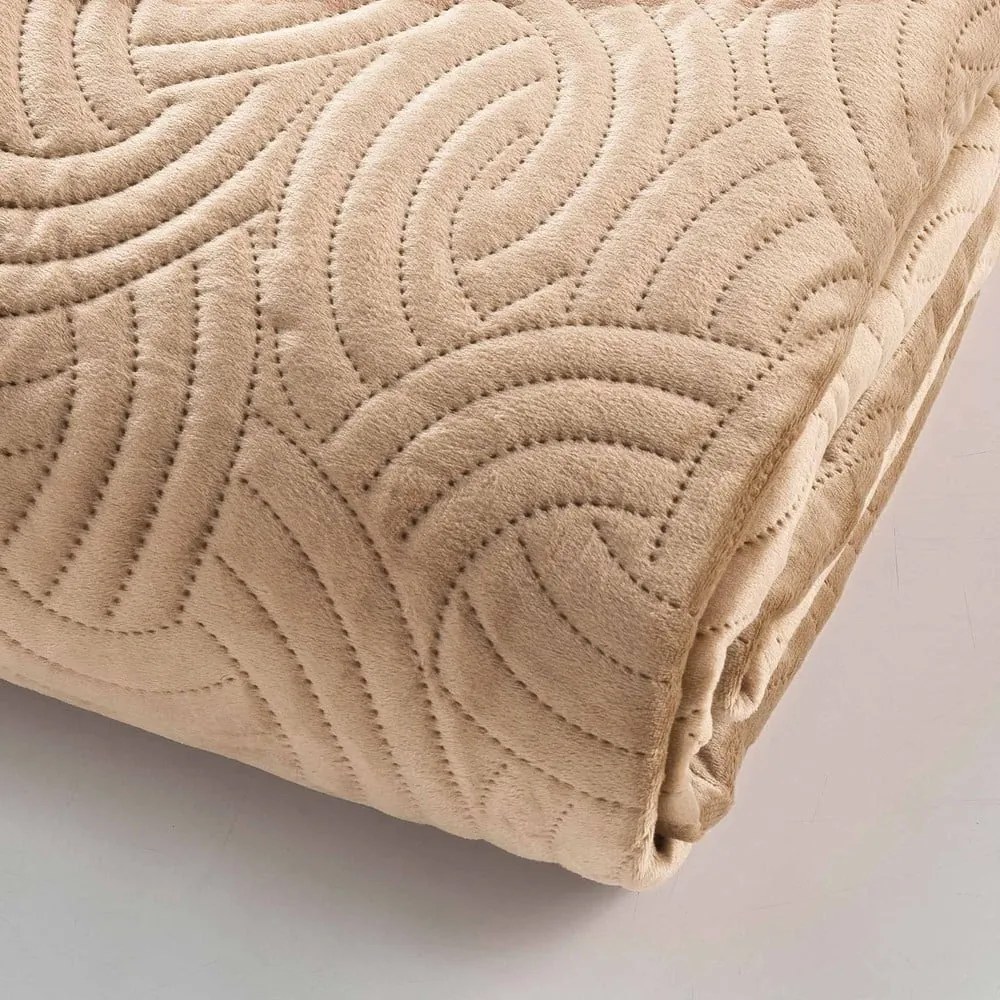 Set con copriletto e federa marrone chiaro in velluto 240x260 cm Solange – douceur d'intérieur