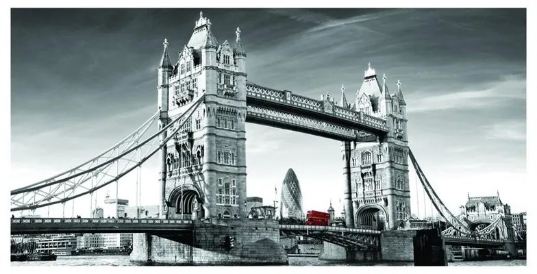 Stampa su tela London tower bridge b&w, multicolore 140 x 70 cm