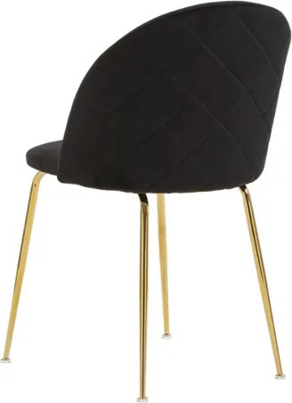 Sedia da pranzo in velluto Nero con gambe in metallo Oro - PARIS 2 sedie
