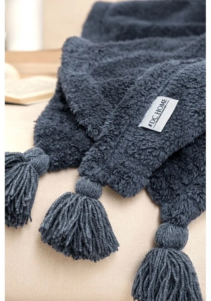 Copriletto micro felpato antracite per letto matrimoniale 200x220 cm Puffy - Mijolnir