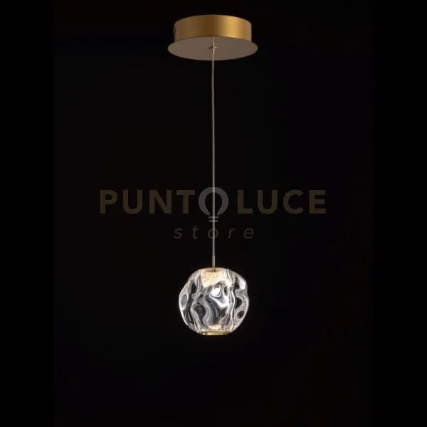 Lampada a sospensione ciottolo 1 luce acrilico trasparente, struttu...