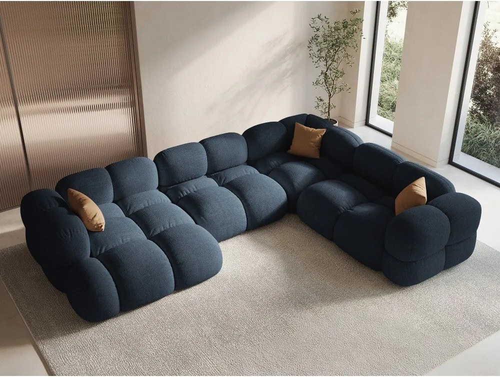 Divano angolare blu scuro (con penisola a destra/a U) Loretto – Cosmopolitan Design