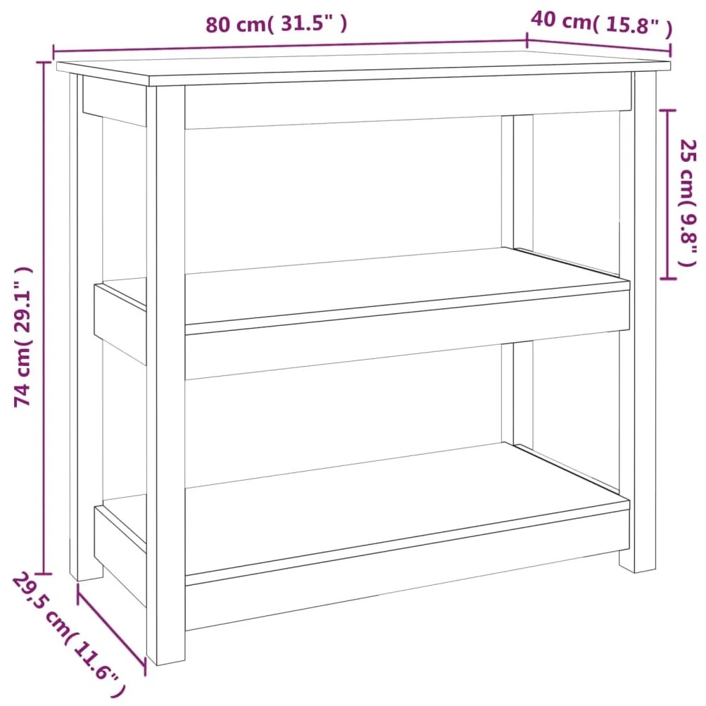 Tavolo Consolle Miele 80x40x74 cm in Legno Massello di Pino