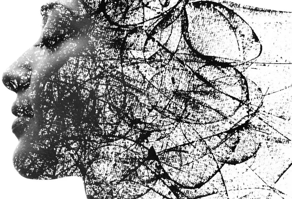 Stampa su tela – Donna con elementi astratti