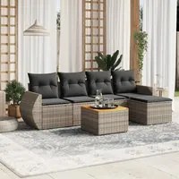 Set Divano da Giardino 6 pz con Cuscini Grigio in Polyrattan 3257313