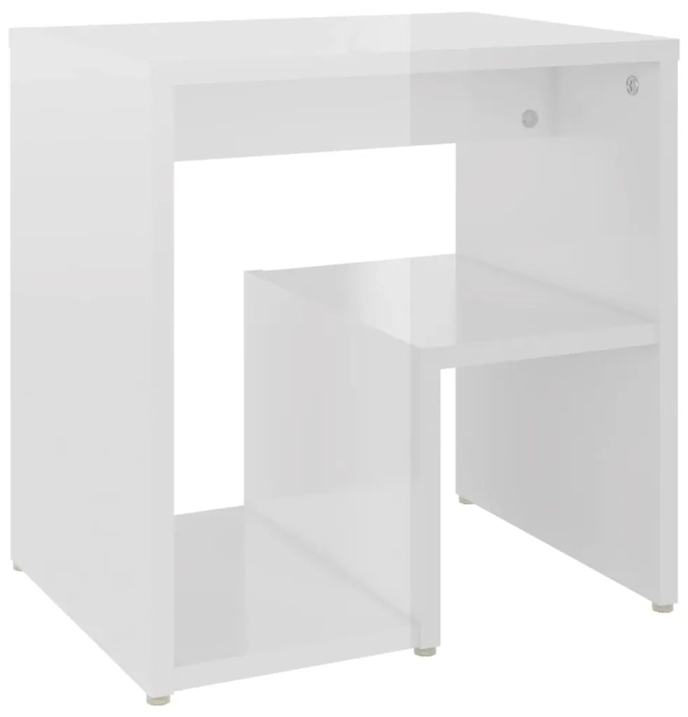 Comodini 2 pz Bianco Lucido 40x30x40 cm in Legno Multistrato