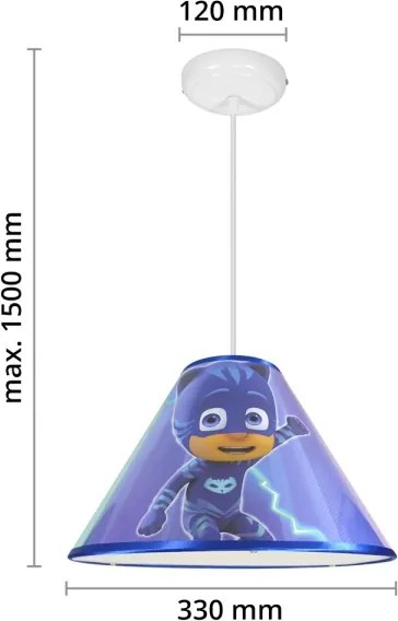 Lampadario a sospensione per bambini PJ MASK 1xE27/40W/230V