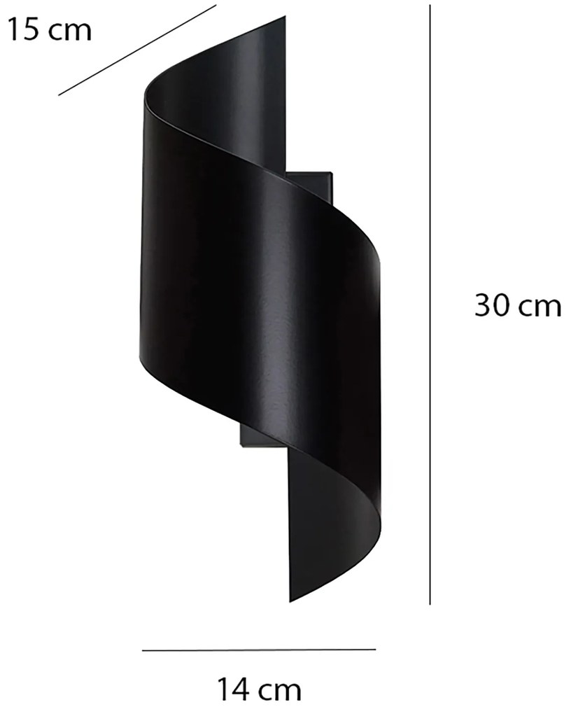 Applique Moderna 1 Luce Ubbe A Fascia In Acciaio Nero