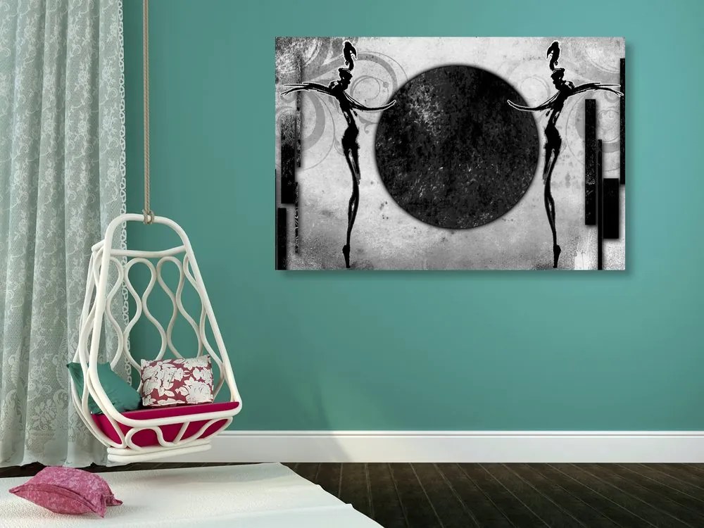 Quadro su tela – Danza africana in bianco e nero