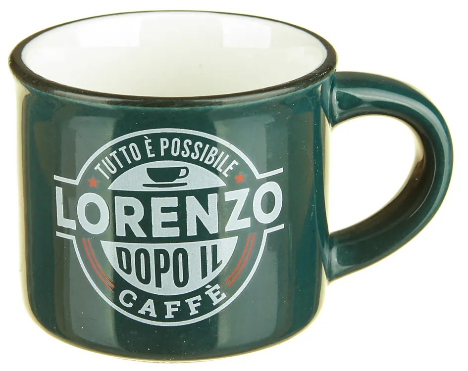 Tazzina caffè con nome Lorenzo in gres porcellanato