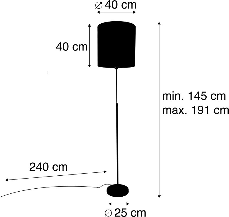 Lampada da terra con paralume nero design pavone 40 cm regolabile - Parte