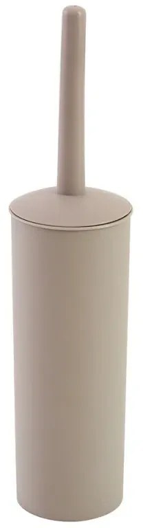 Portascopino wc da appoggio tondo tortora in plastica con scopino