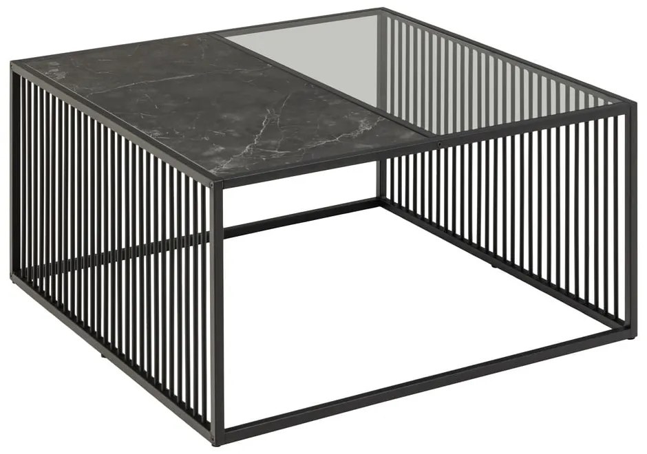 Tavolino nero con piano in vetro 80x80 cm Strington - Actona