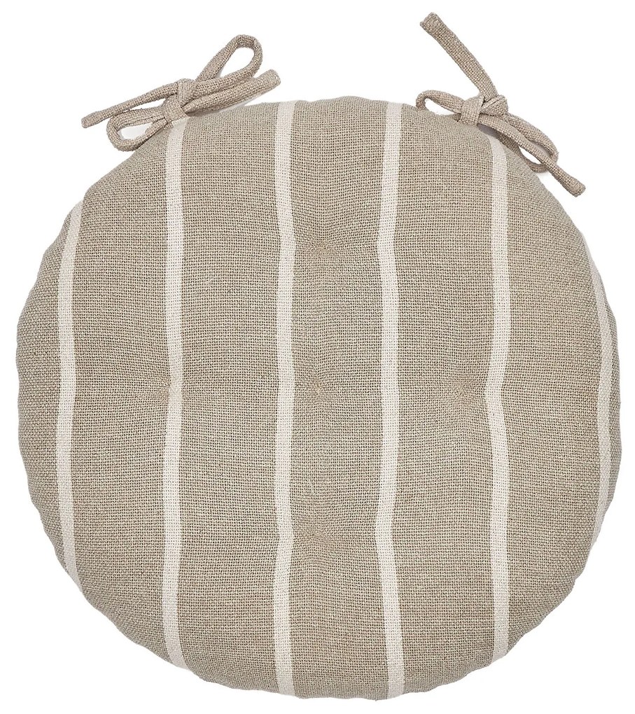 Kave Home - Cuscino rotondo per sedia Margarida 100% cotone beige con motivo a righe bianche Ã˜ 40 cm