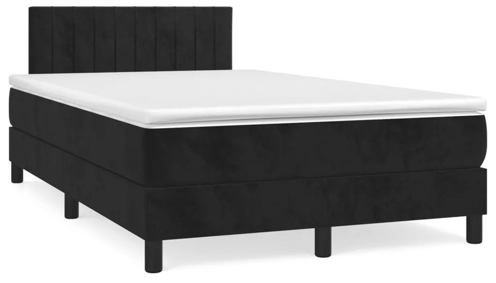 Letto a Molle con Materasso e LED Nero 120x190 cm in Velluto