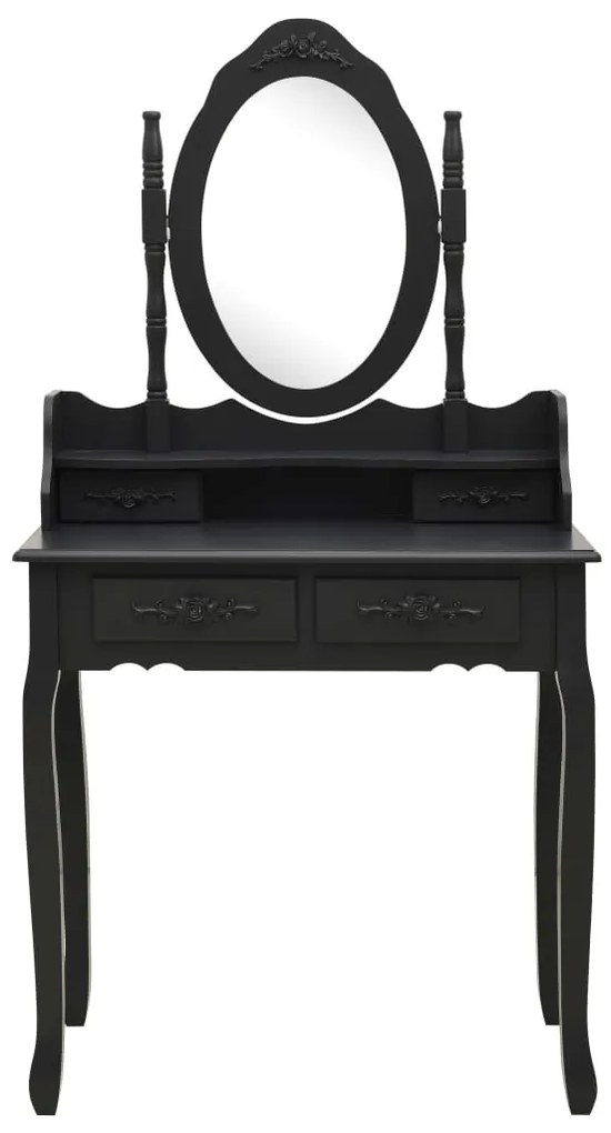 Tavolo da trucco con sgabello nero 75x69x140 cm legno paulownia