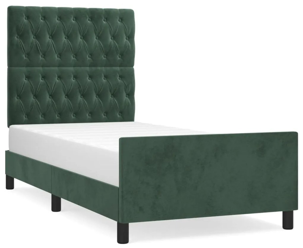 Giroletto con testiera verde scuro 90x190 cm in velluto