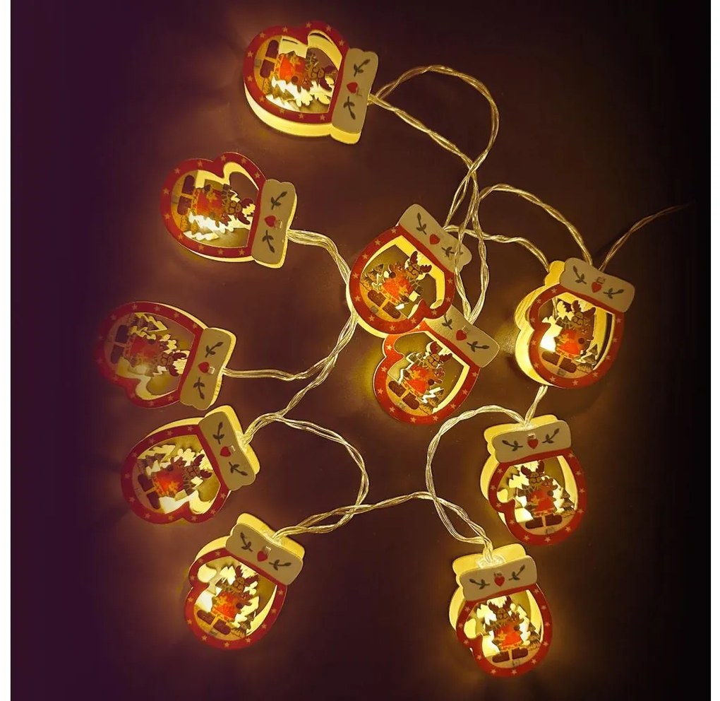 Aigostar - Catena luminosa natalizia LED 10xLED/3xAA 1,5 m bianco caldo guanto