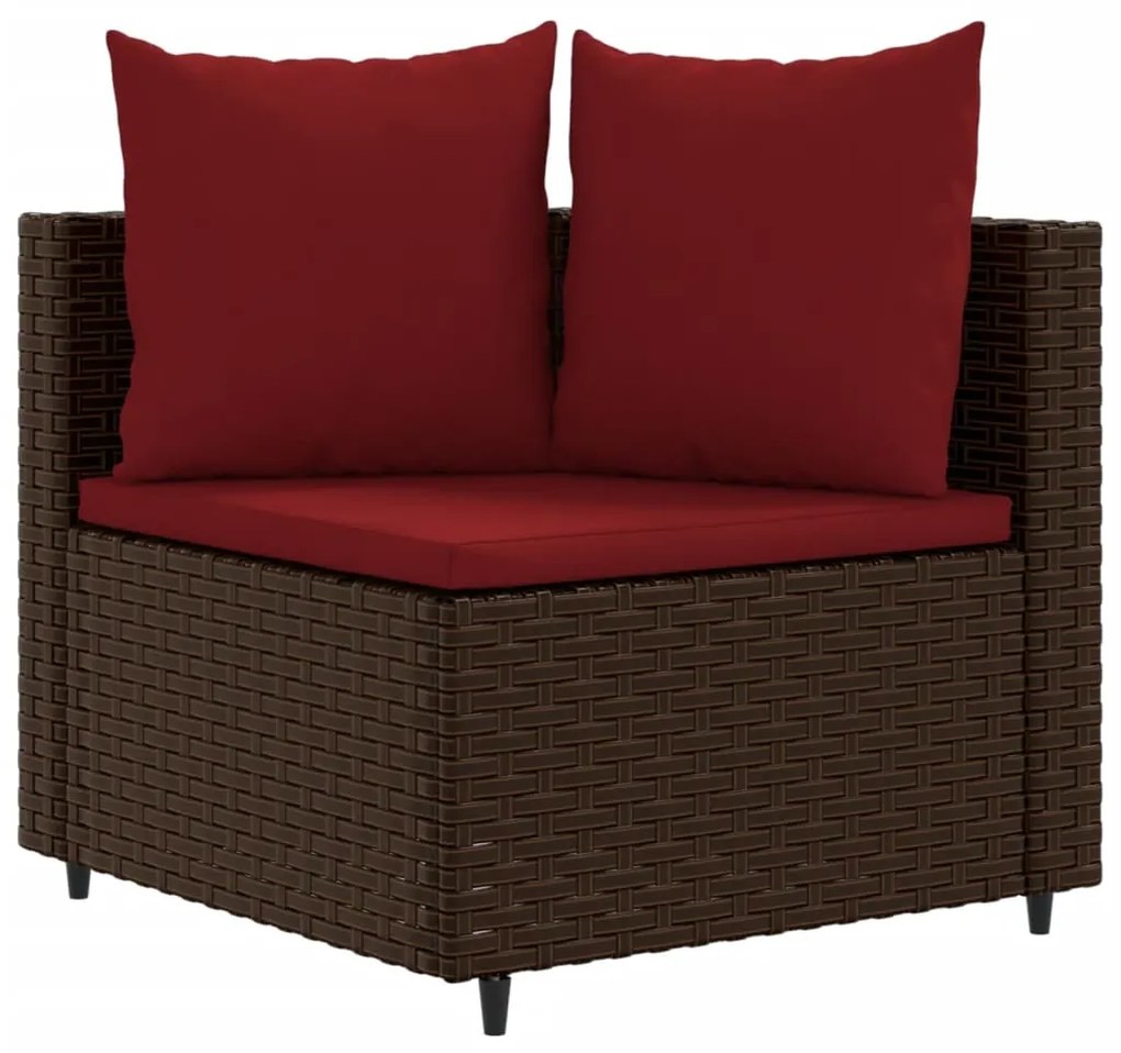 Set divani da giardino 7 pz con cuscini marrone in polyrattan