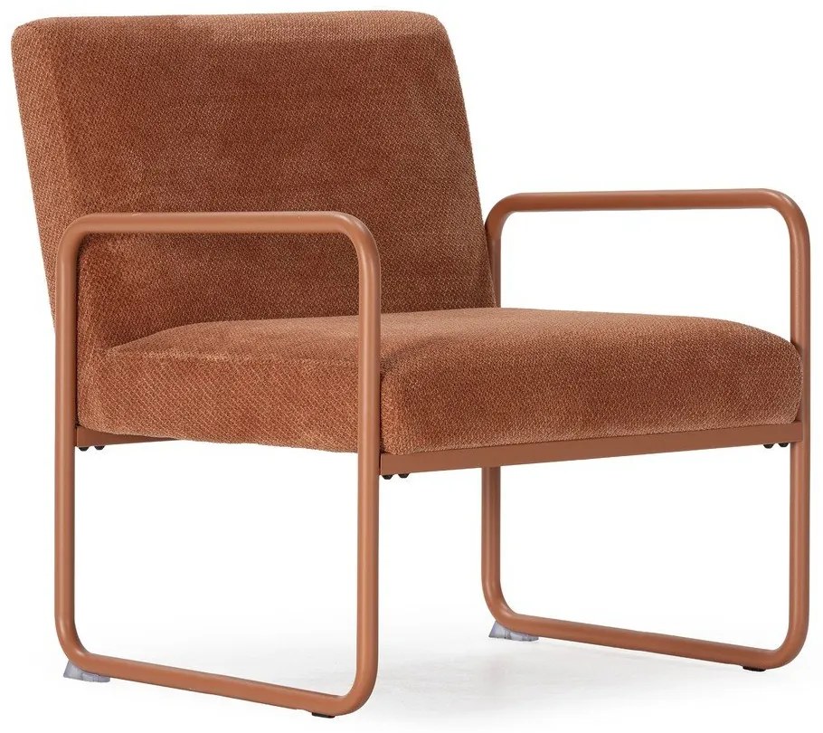 Poltrona color terracotta con rivestimento in ciniglia Vince – MOME