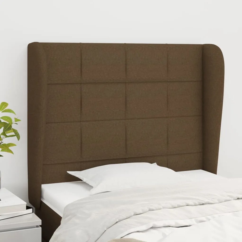Testiera Ad Orecchio Marrone Scuro 103x23x118/128 Cm İn Tessuto /
