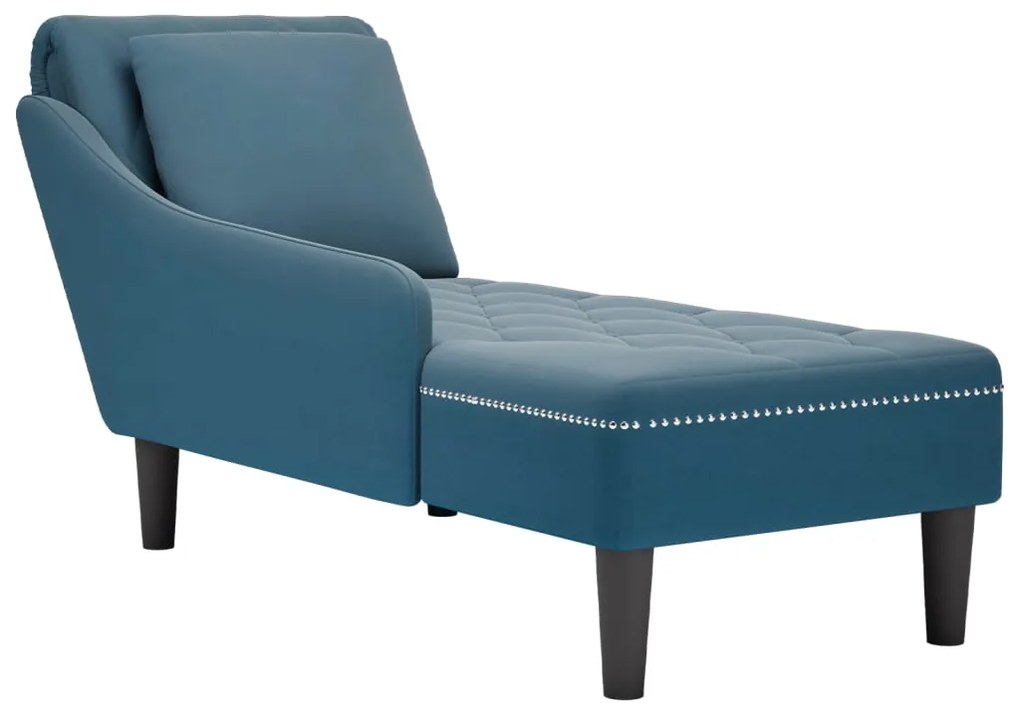 Sdraio Con Cuscino E Bracciolo Destro İn Velluto Blu /