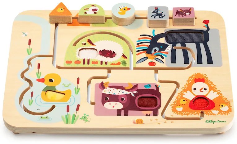 Lilliputiens - labirinto sensoriale puzzle a scorrimento - fattoria
