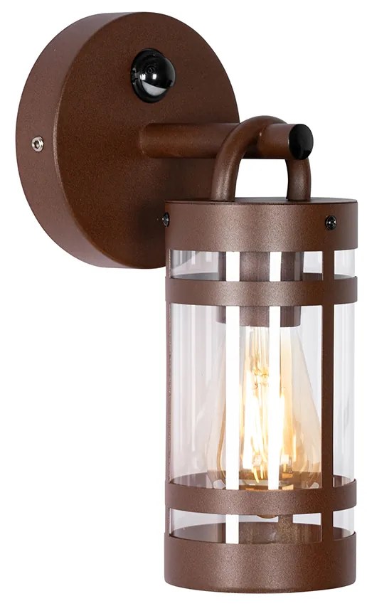Lampada da parete per esterni marrone ruggine IP44 con sensore di movimento - Ruben