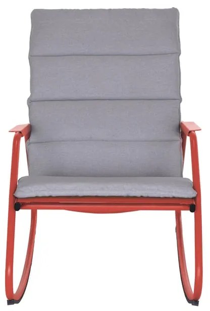 Sedia a dondolo da giardino con cuscino grigio e braccioli Lyco NATERIAL struttura in acciaio, seduta in textilene rosso