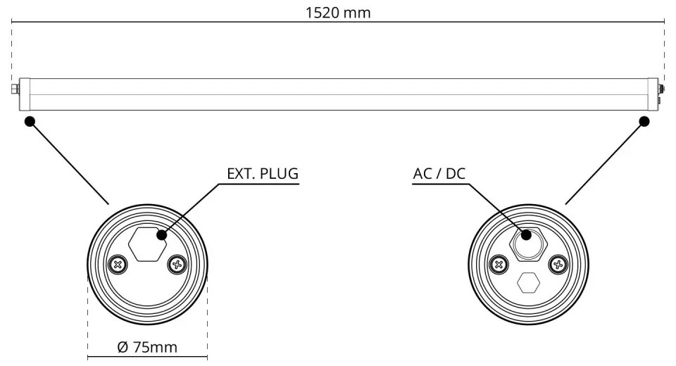 Plafoniera LED 150cm 50W IP69K in PMMA con driver Philips Colore  Bianco Naturale 4.000K