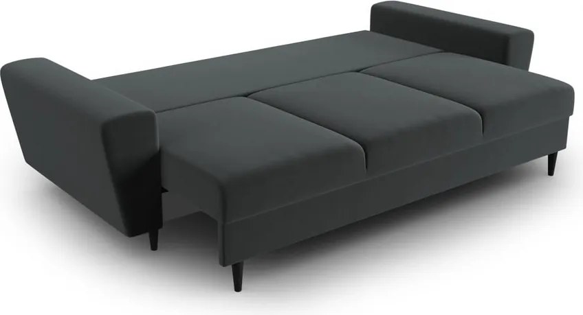 Divano grigio scuro allungabile e con contenitore con rivestimento in velluto 235 cm Kyoto – Cosmopolitan Design