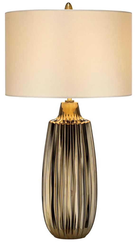 Lampada Da Scrivania Contemporanea Newham In Ceramica Bronzo Bianco 1 Luce E27