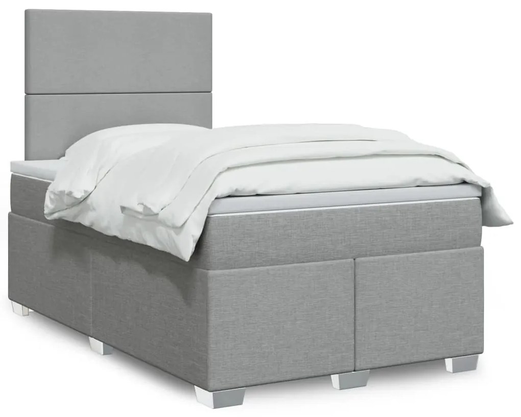 Giroletto A Molle Con Materasso Grigio Chiaro 120x200cm Tessuto /