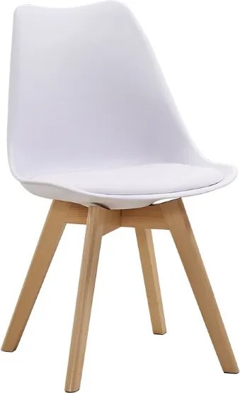 Sedia Kaira bianco con seduta ecopelle e gambe in legno - 2 pezzi