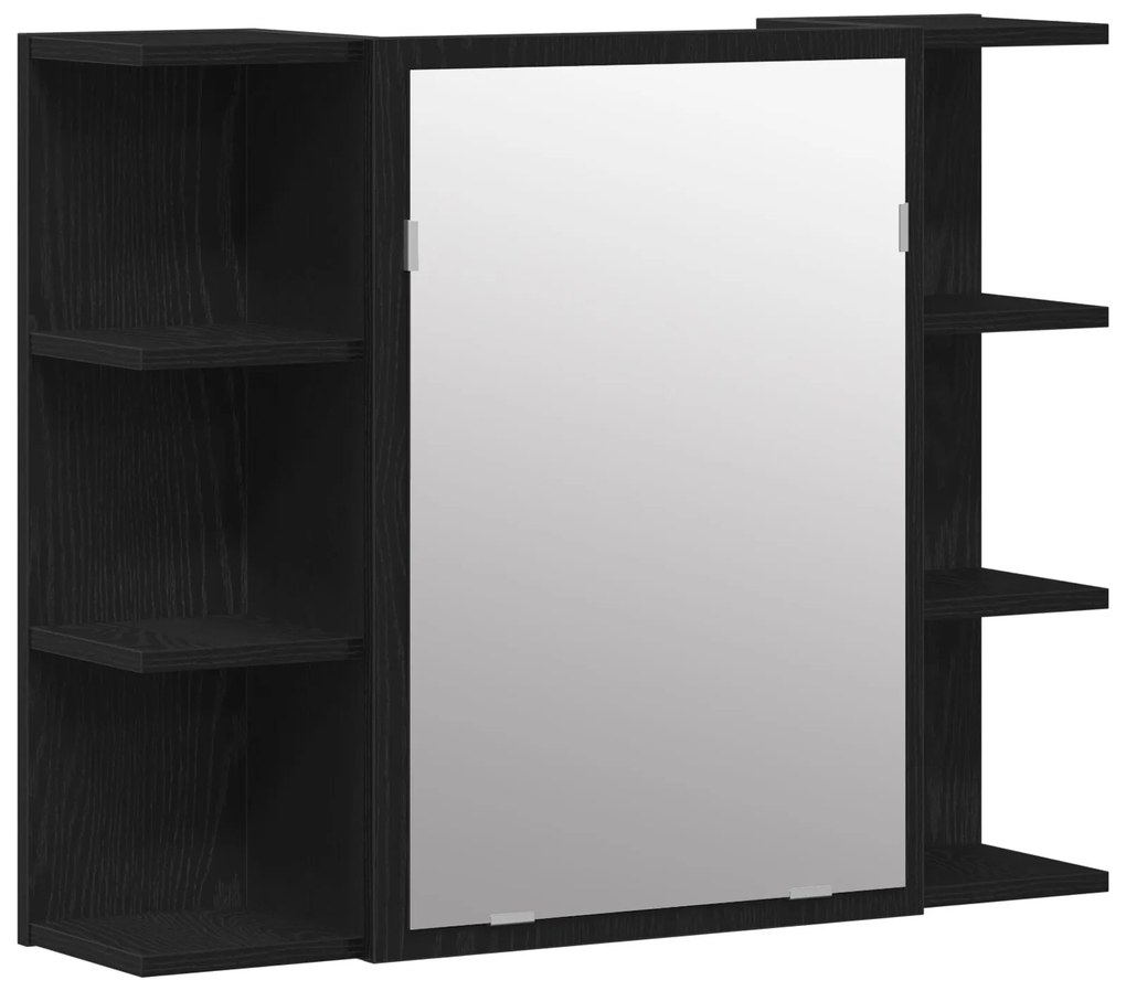 Set di mobili da bagno set di 3 rovere nero legno ingegnerizzato