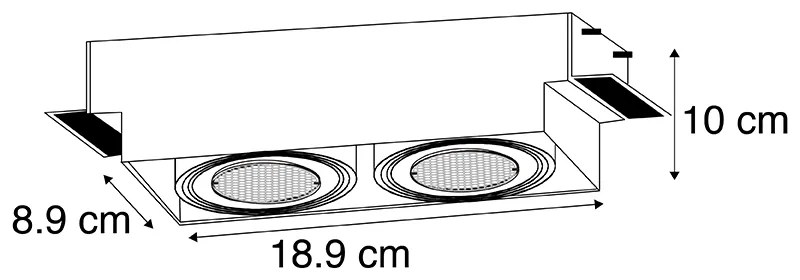 Faretto da incasso intelligente nero senza cornice 2 luci incl. Wifi GU10 - Oneon Honey
