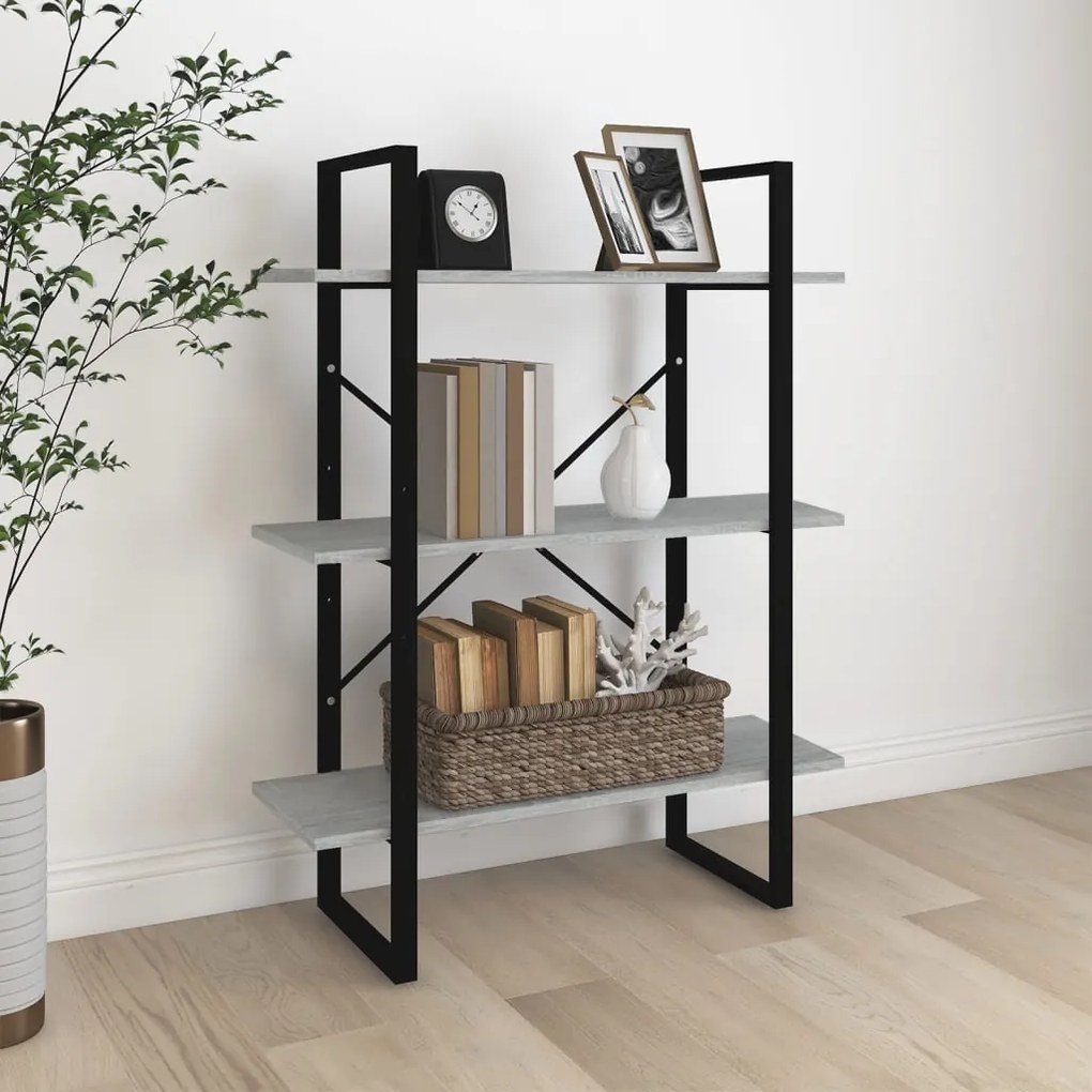 Libreria Grigio Sonoma 80x30x105 Cm İn Legno Multistrato /