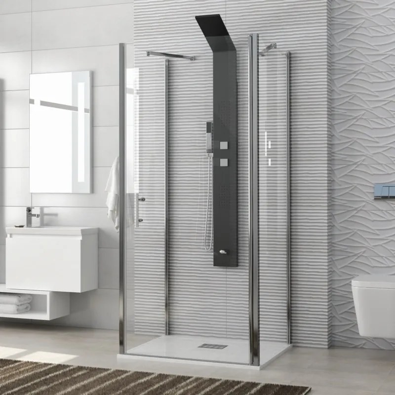 Box doccia tre lati 80x80x80 porta battente K2800AS2 - KAMALU