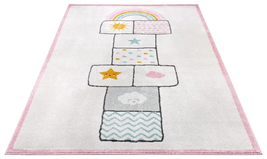 Tappeto per bambini rosa e bianco 120x170 cm Bouncy - Hanse Home