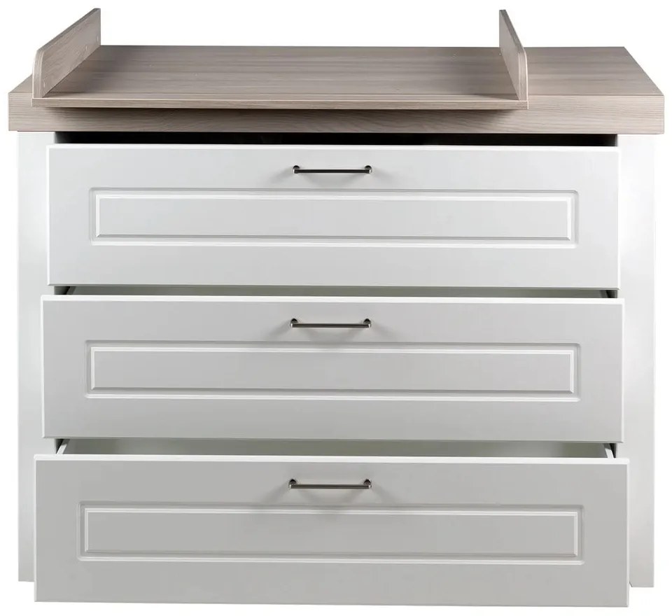 Cassettiera bassa per bambini bianca in olmo con fasciatoio 120x98 cm Felicia - Roba