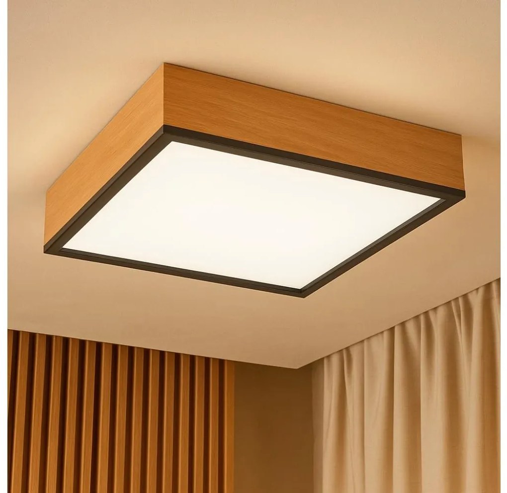 Plafoniera OAK SQUARE 4xE27/15W/230V 39x39 cm quercia/nero